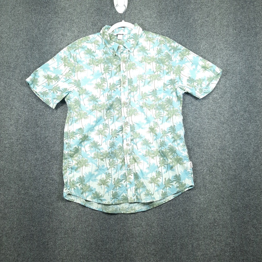 NWT Eddie Bauer Baja Shirt 7032 Medium Celadon Green Mens Palm Tree Print